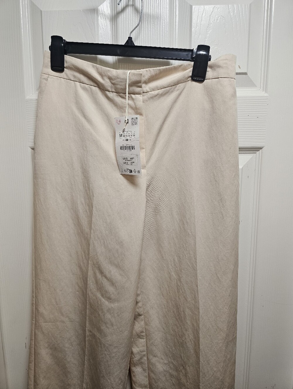 Zara NWT Beige Straight Leg Pants - Size M - Picture 4 of 12